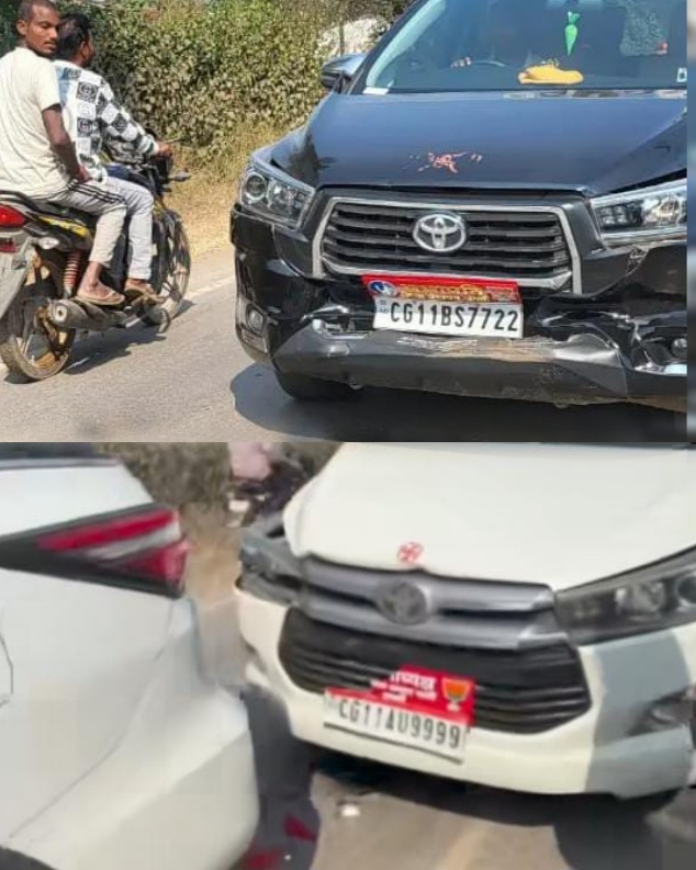 वित्त मंत्री ओ.पी. चौधरी के काफिले में बड़ा हादसा : कई वाहनों में भिड़ंत, नेताओं की कारें टकराई