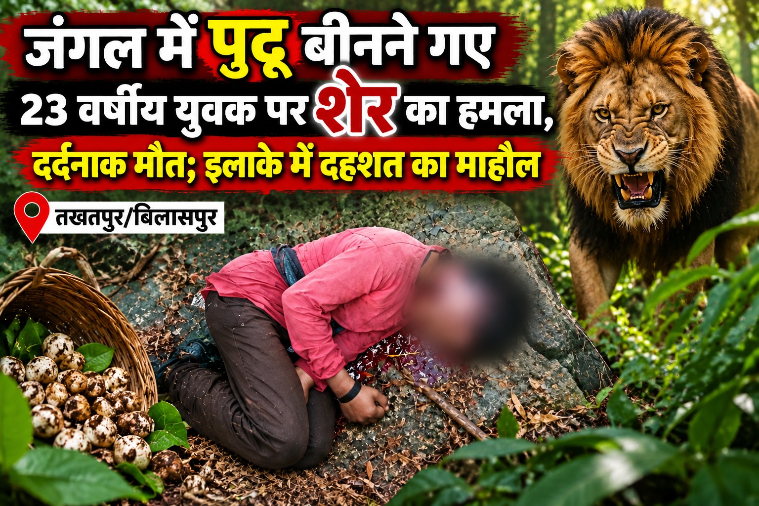 पुटू बीनने गए 23 वर्षीय युवक पर शेर का हमला, दर्दनाक मौत; इलाके में दहशत का माहौल